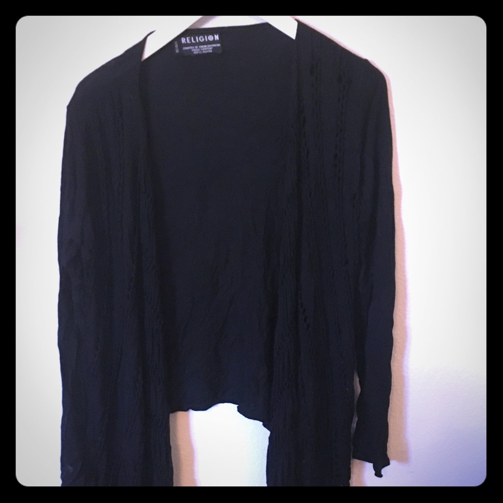 Religion Black Flowy Cardigan